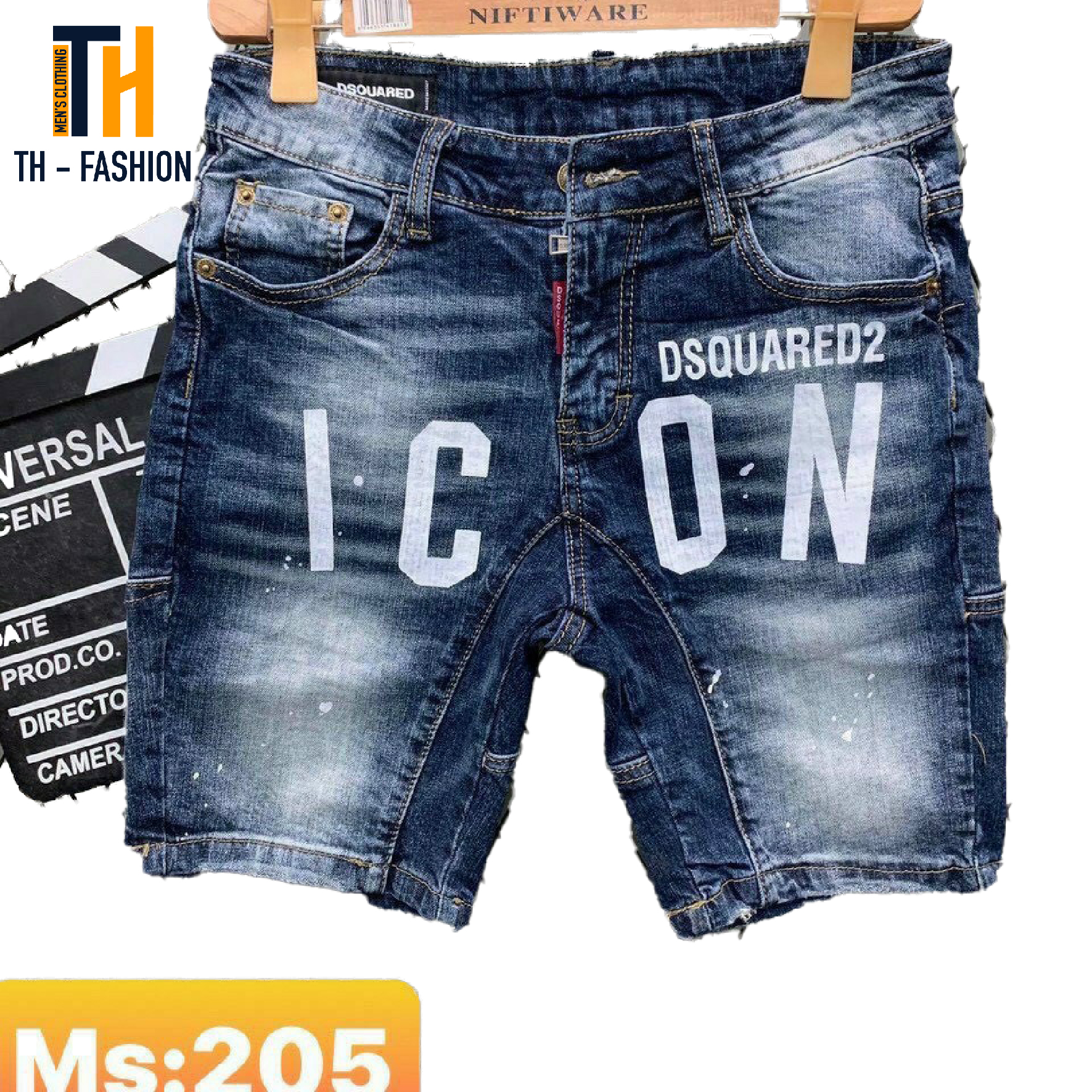 Quần short jean nam phối họa tiết chữ và chấm sơn cực đẹp, quần bò jean nam ngắn thời trang cao cấp hàng Shop TH-FASHION - GI008