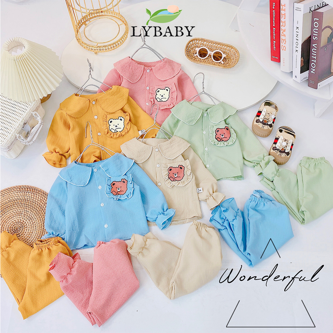 Đồ bộ bé gái đồ bộ cho bé mặc nhà chất xốp đũi loại 1 lybaby bdt07