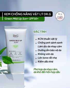 [Nhacuabeautyholic] Kem chống nắng DR.G GREEN MILD SUN