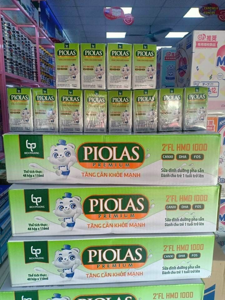 Sữa bột pha sẵn piolas 110ml vị cam-dâu-vani thùng 48 hộp