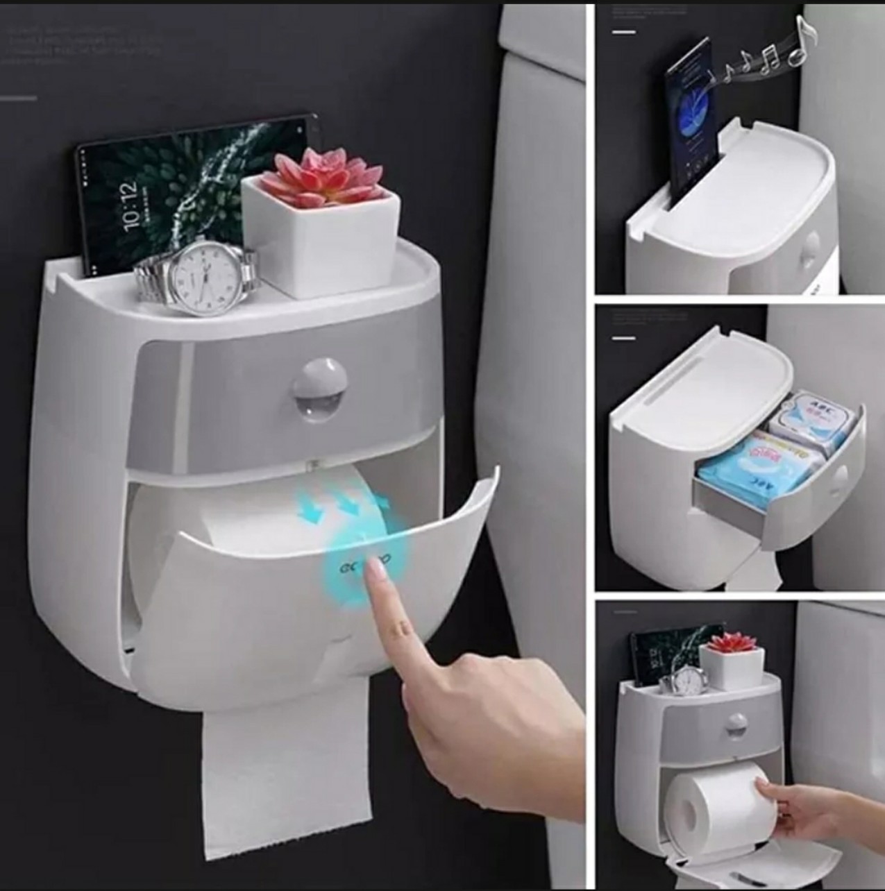 Hộp đựng giấy vệ sinh ecoco thiết kế thông minh tiện dụng, dễ dàng sử dụng.