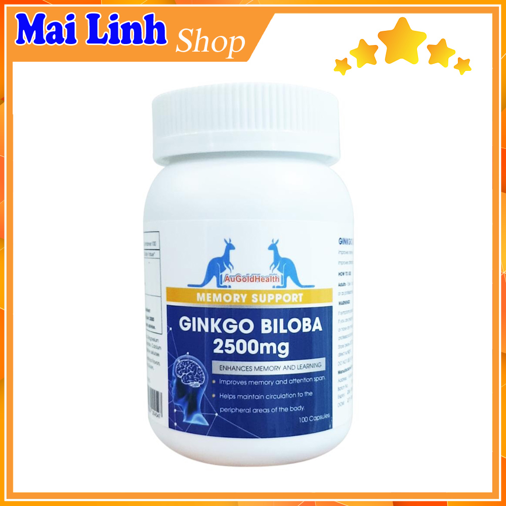 |DATE 6-2024| Viên Uống Bổ Não, Tăng Cường Trí Nhớ Của Úc - AuGoldHealth Ginkgo Biloba 2500mg - 100 Viên