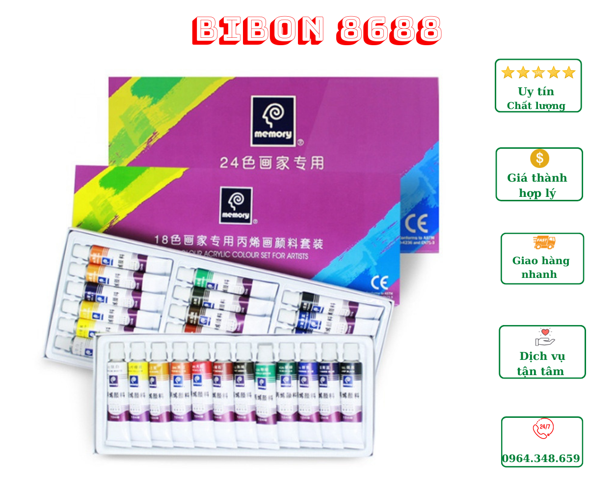 Bộ 12/18 màu Acrylic Memory dạng tuýp