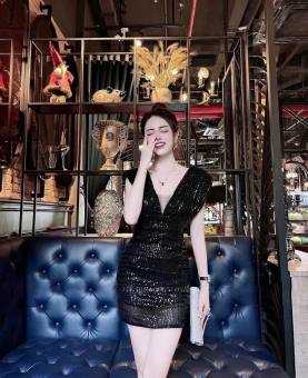 Đầm dạ hội kim sa ôm dáng dự tiệc, kỷ yếu sang trọng, Set đầm thiết kế chất liệu đính kim tuyến sexy, Đầm váy nữ thiết kế ôm body dáng chữ A DX