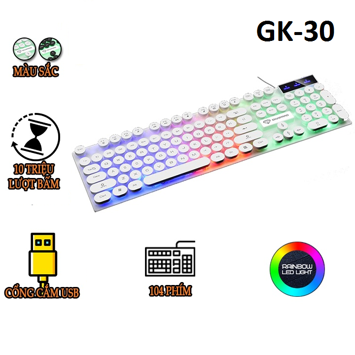 Bàn phím game thủ phím tròn Divipard GK-30 Punk Suspended LED Rainbow