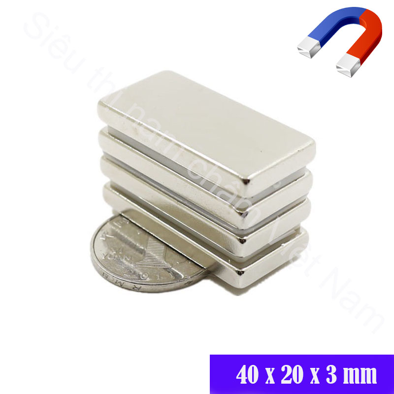 Nam châm đất hiếm kích thước 40x20x3mm