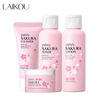 LAIKOU Bộ 4 Sản Phẩm Chăm Sóc Da Sakura Làm Sạch Làm Sáng Dưỡng Ẩm Sửa Chữa