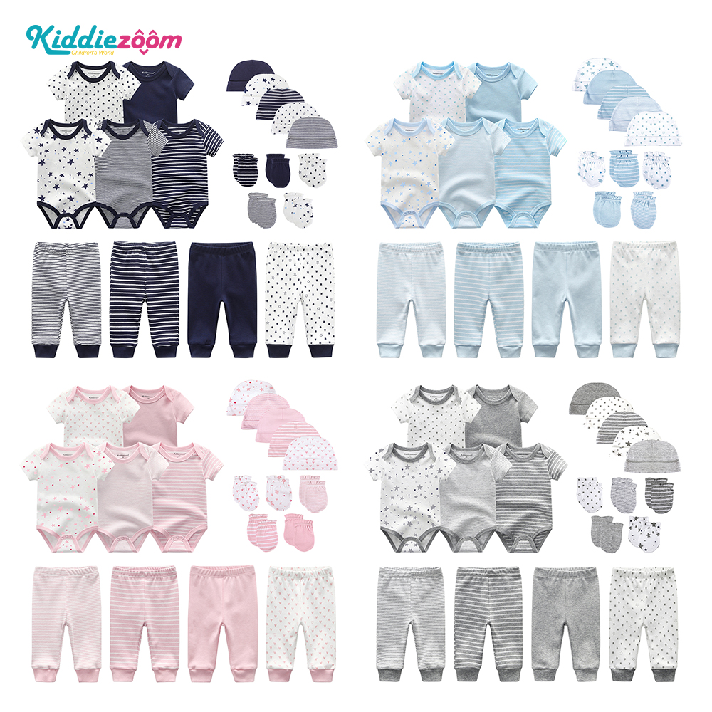 [Kidddiezoom 5set Baby gloves + 5set baby hats+5set baby romper+4set baby pants,Kidddiezoom 19 Pieces Newborn Baby Clothes Set Pure Cotton Baby Boy and Girl Inclue Short Romper+Long Pant+Hat+Glove for Baby,Kidddiezoom 5set Baby gloves + 5set baby hats+5se ราคา 999 บาท*ส่งฟรี