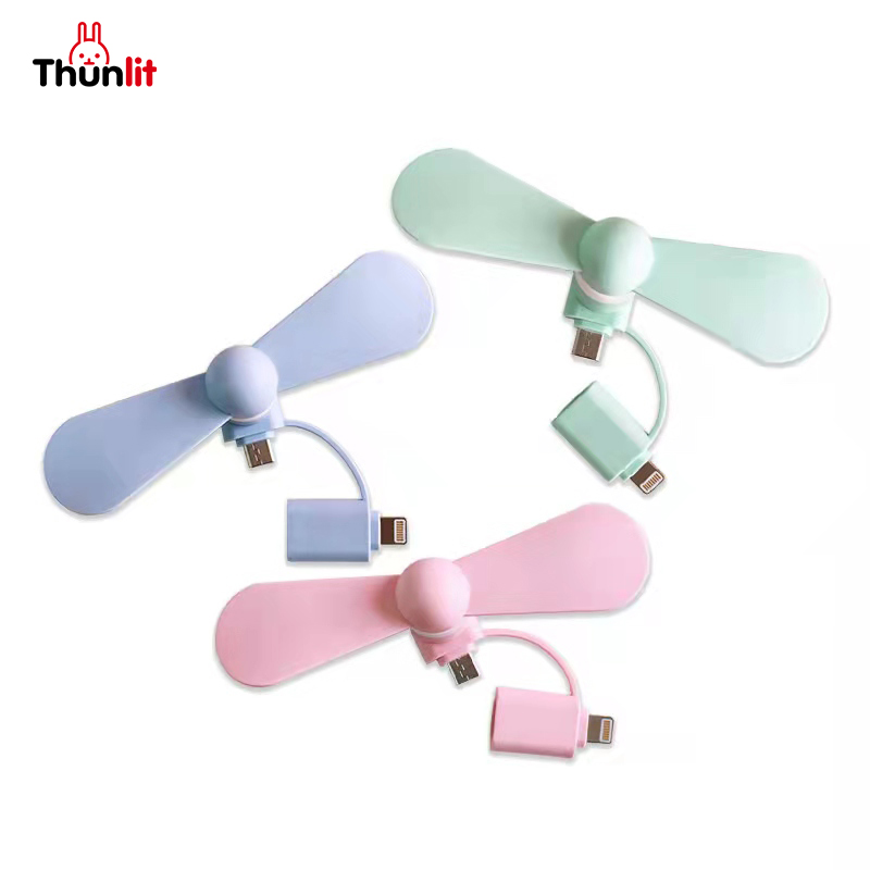 Quạt điện thoại di động mini cầm tay Thunlit 2 in 1 cho Type-C&iPhone&Android