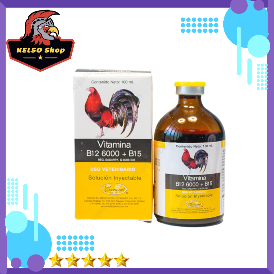 Thuốc gà đá vitamin b12 6000 + b15 tăng bo, tăng cơ, hừng gà cho gà đá 100 ml