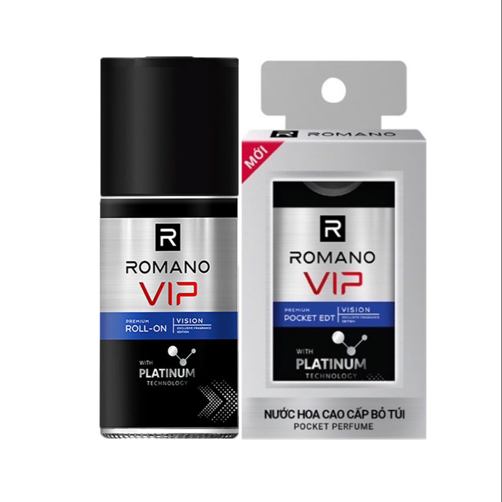 Combo Romano Vip Vision: Lăn ngăn mùi 50ml và Nước Hoa bỏ túi 18ml