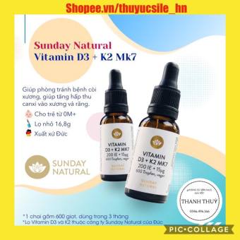 Vitamin D3 K2 MK7 Của Đức Sunday Natural 20ml Tăng Hấp Thụ Canxi Cho Bé Từ Sơ Sinh Đến 4 Tuổi, D3K2 MK7 Đức, vitamin D3