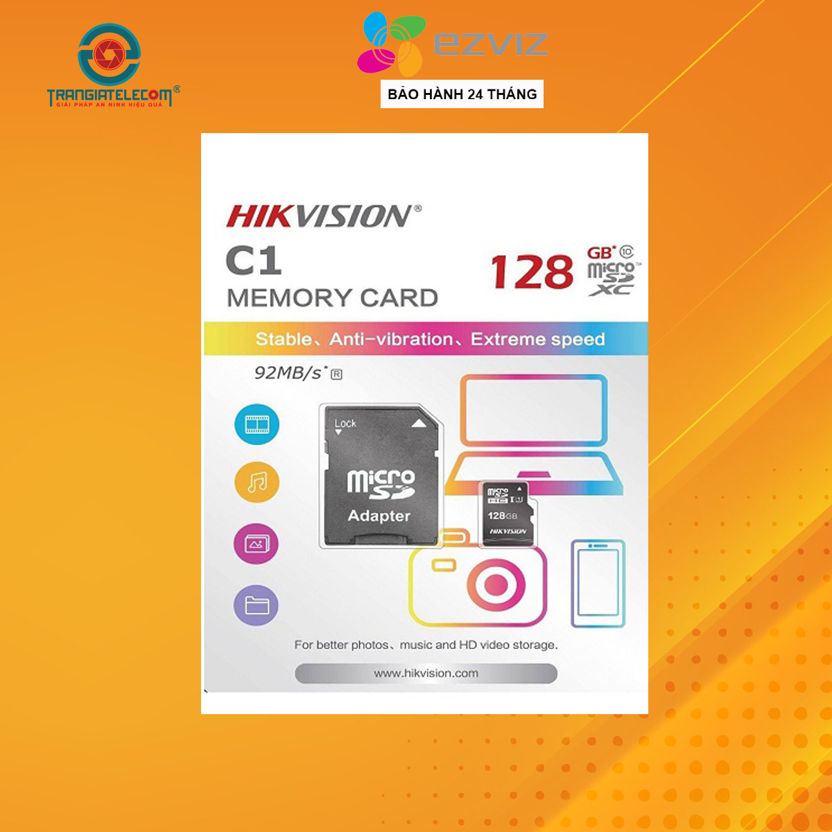 Thẻ nhớ Micro SD Hikvision 32GB 64GB 128GB Class 10 tốc độ 92MB/s - TRANGIATELECOM