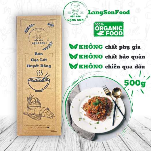 Bún gạo lứt huyết rồng giảm cân eat clean ăn kiêng LangSonFood làm từ 100% gạo lứt huyết rồng gói 500g