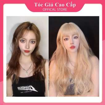 Tóc giả nữ nguyên đầu màu vàng tây đẹp, tặng kèm lưới trùm tóc wig