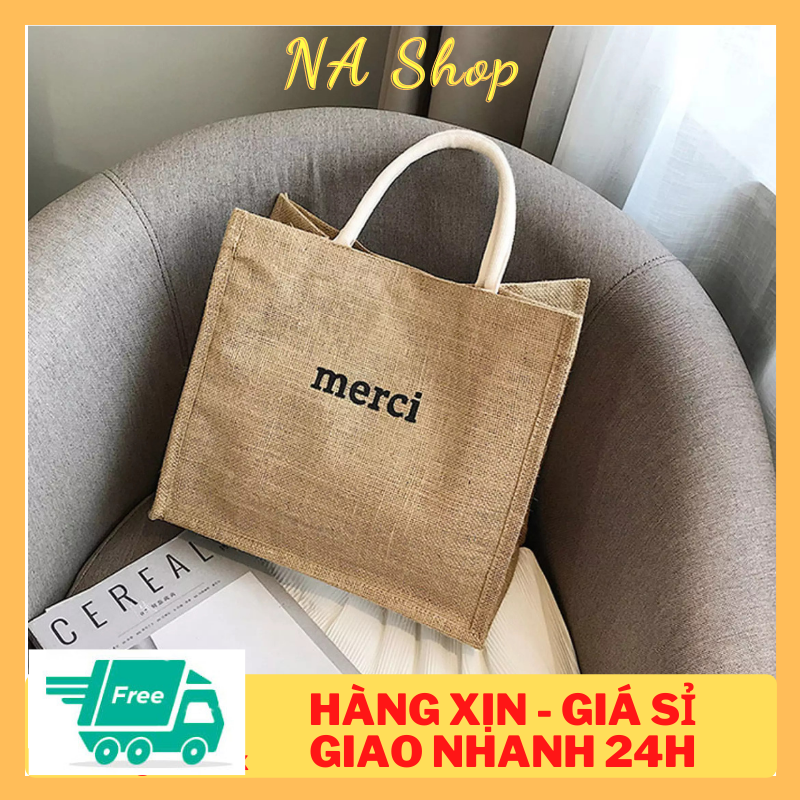 Túi cói merci, túi cối vải bố du lịch