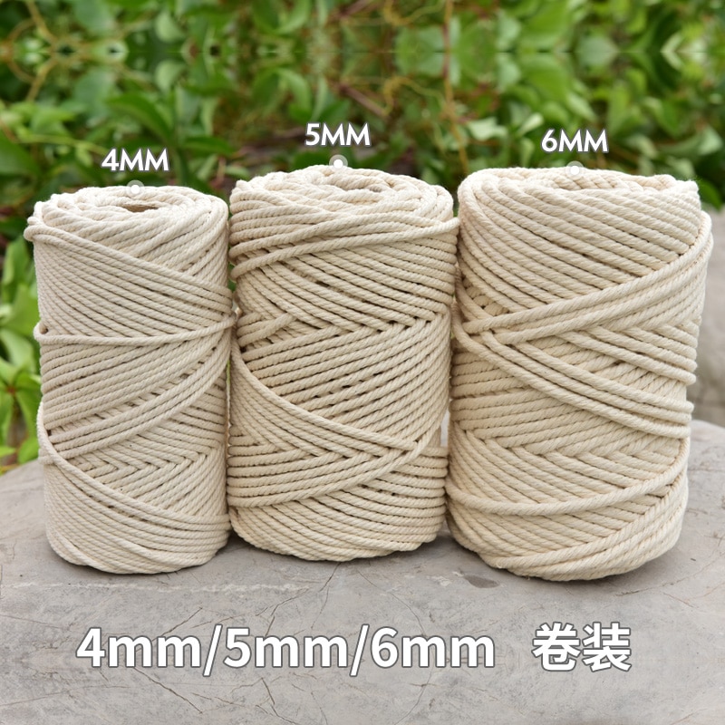 11 Color 100M 5mm Cotton Twisted Rope Macrame Cord Thread DIY