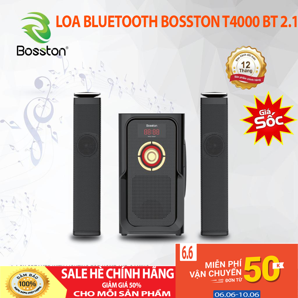 Loa Bluetooth Bosston T4000 BT 2.1,được thiết kế độc đáo, sang trọng, âm thanh cực hay,hai loa nếu đặt ở hai hướng khác nhau sẽ giúp âm thanh lan tỏa khắp không gian,âm thanh cực kỳ chất lượng-Hãng phân phối chính thức - JBL Computer