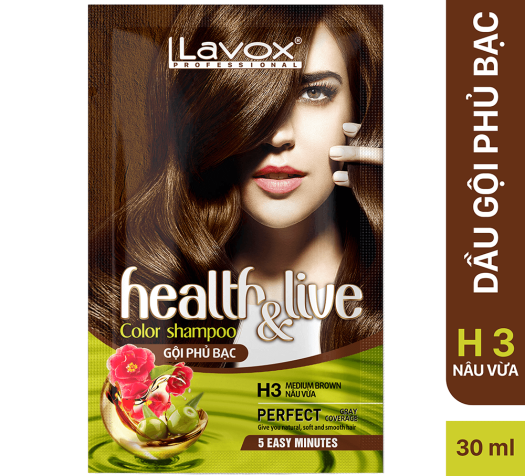 Dầu Gội Thảo Dược Nhuộm Tóc ĐEN/ NÂU PHỦ BẠC 100% SIÊU DƯỠNG LAVOX