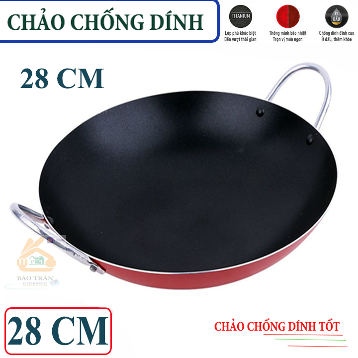 [CHẢO TO - 28CM _PL] Chảo chống dính 2 quai sâu lòng size 28 cm - Chảo chống dính 2 quai cao cấp/Chảo to chống dính tốt hàng  chính hãng