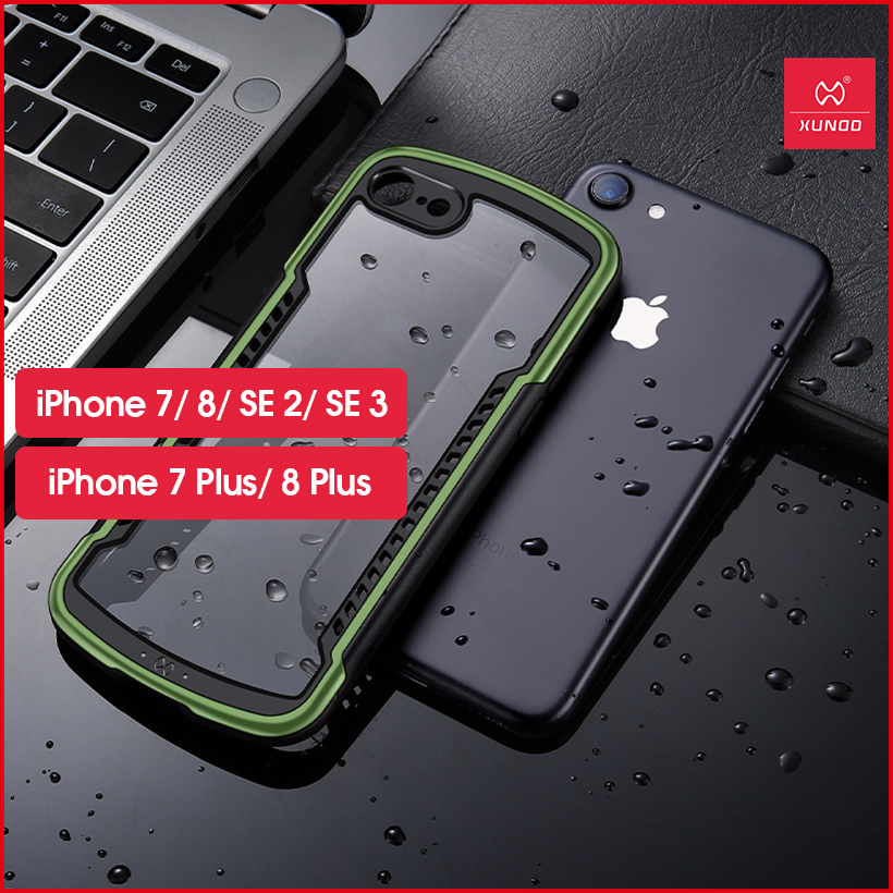[Giao Hỏa Tốc] Ốp lưng XUNDD iPhone 7 Plus/ 8 Plus, iPhone 7/ 8/ SE 2/ SE 3 (ALPHA SERIES) Mặt lưng trong, Chống sốc, Cạnh màu - Xanh