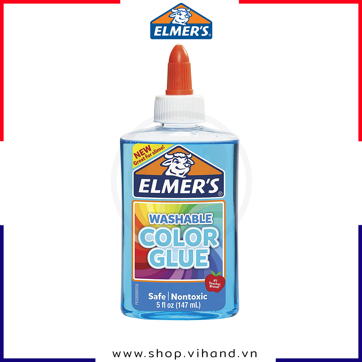 Keo dán trong suốt Elmer’s Washable Color Glue 147ml – Xanh dương