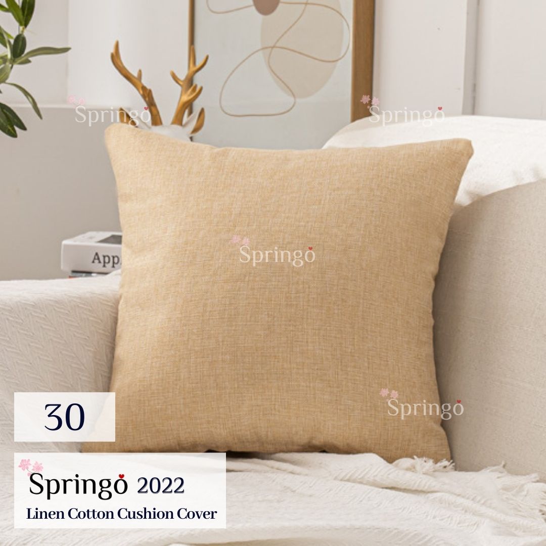 SPRINGO Cushion Cover Sofa 40cm/45cm Ready Stock Sarung Bantal Warna Plain Colour Square Pillow Cover Decor Living room BZ#3
