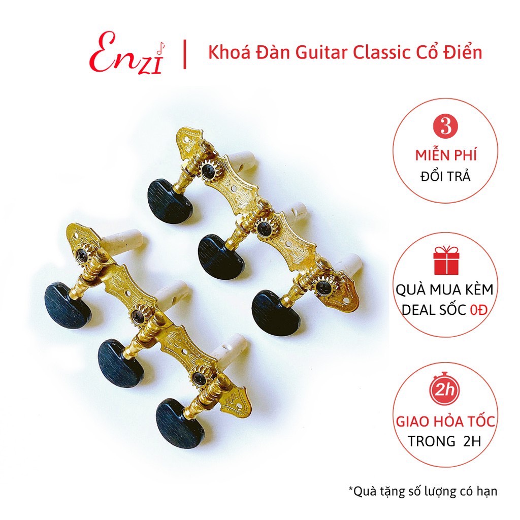 Bộ khoá đàn guitar classic cao cấp có đủ 2 bên khóa kèm ốc vít Enzi