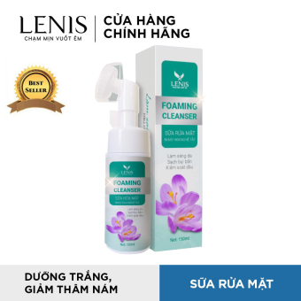 Sữa rửa mặt Foaming Cleanser Lenis cho da dầu, đầu cọ Silicon mềm mịn 150ml
