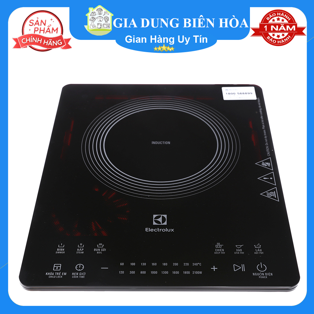 Bếp điện từ đơn Electrolux ETD42SKR-Công suất: 2100W Chất liệu mặt bếp:Kính Ceramic - Eurokera (Pháp) Bảng điều khiển:Cảm ứng-Loại nồi nấu:Chỉ sử dụng loại nồi có đế nhiễm từ Tính năng an toàn:Cảnh báo