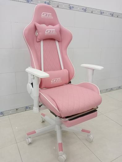 Ghế gaming, streamer màu hồng, da pu cao cấp, đem lại cảm giác thoải mái, hàng nhập khẩu