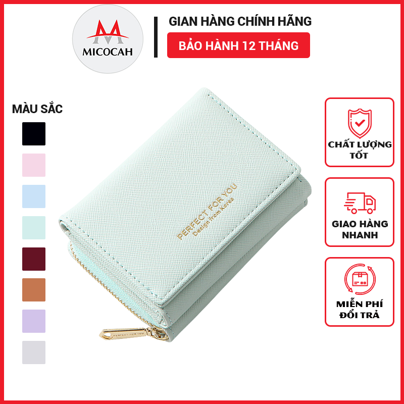 Ví Nữ Mini Cầm Tay PERFECT FOR YOU Đựng Tiền Gập 3 Nhỏ Gọn Nhiều Ngăn Tiện Dụng Da Xước Cực Đẹp PFY04 Micocah Mall