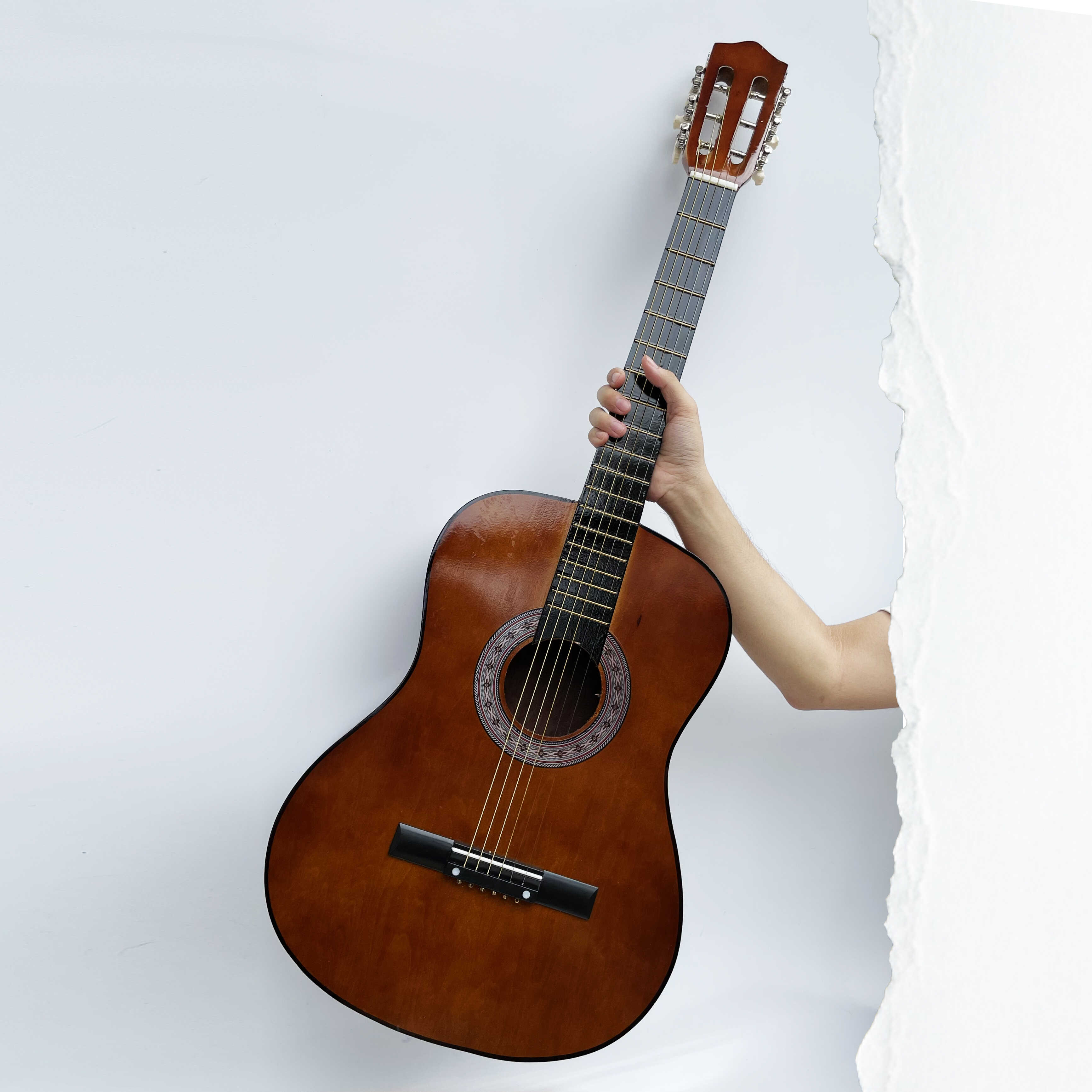 Đàn guitar acoustic gu03 màu nâu đất dáng d - hàng có sẵn