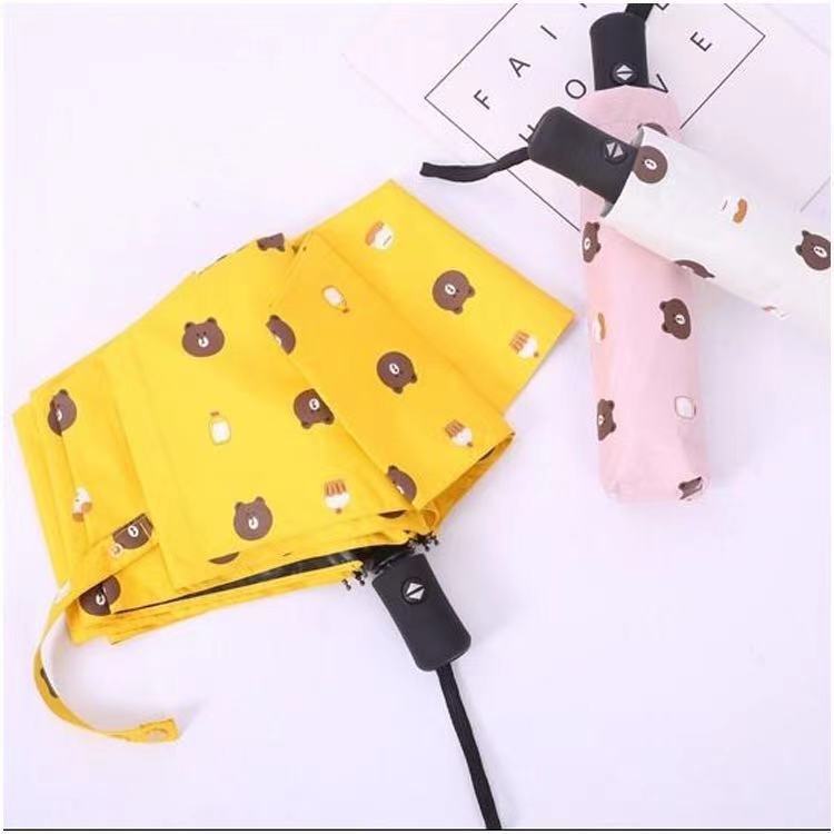 Ô gấp gọn chống tia UV có họa tiết gấu BROWN dễ thương đáng yêu