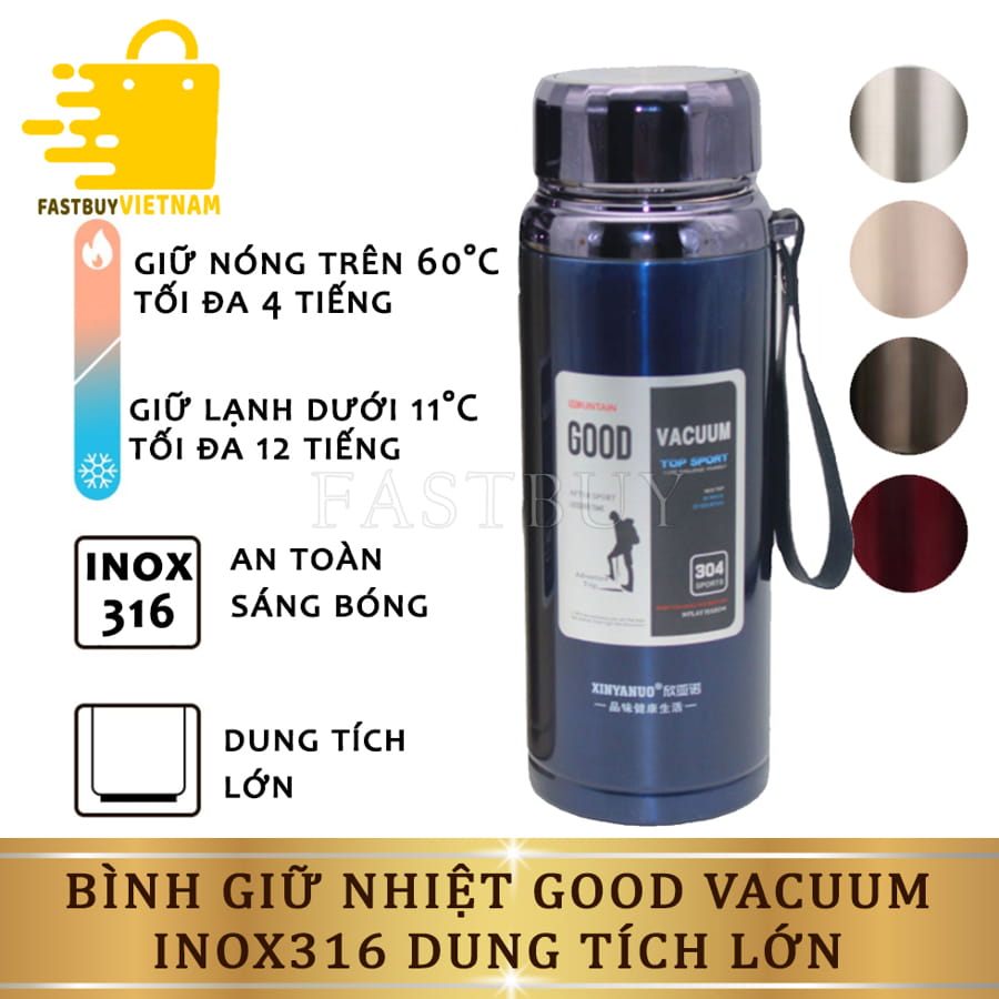 Bình Giữ Nhiệt GOOD VACUUM Inox 304  , Bình Nước Giữ Nhiệt Nóng Lạnh Chân Không Cách Nhiệt Kèm Bộ Lọc Thể Thao Bằng Thép Không Gỉ