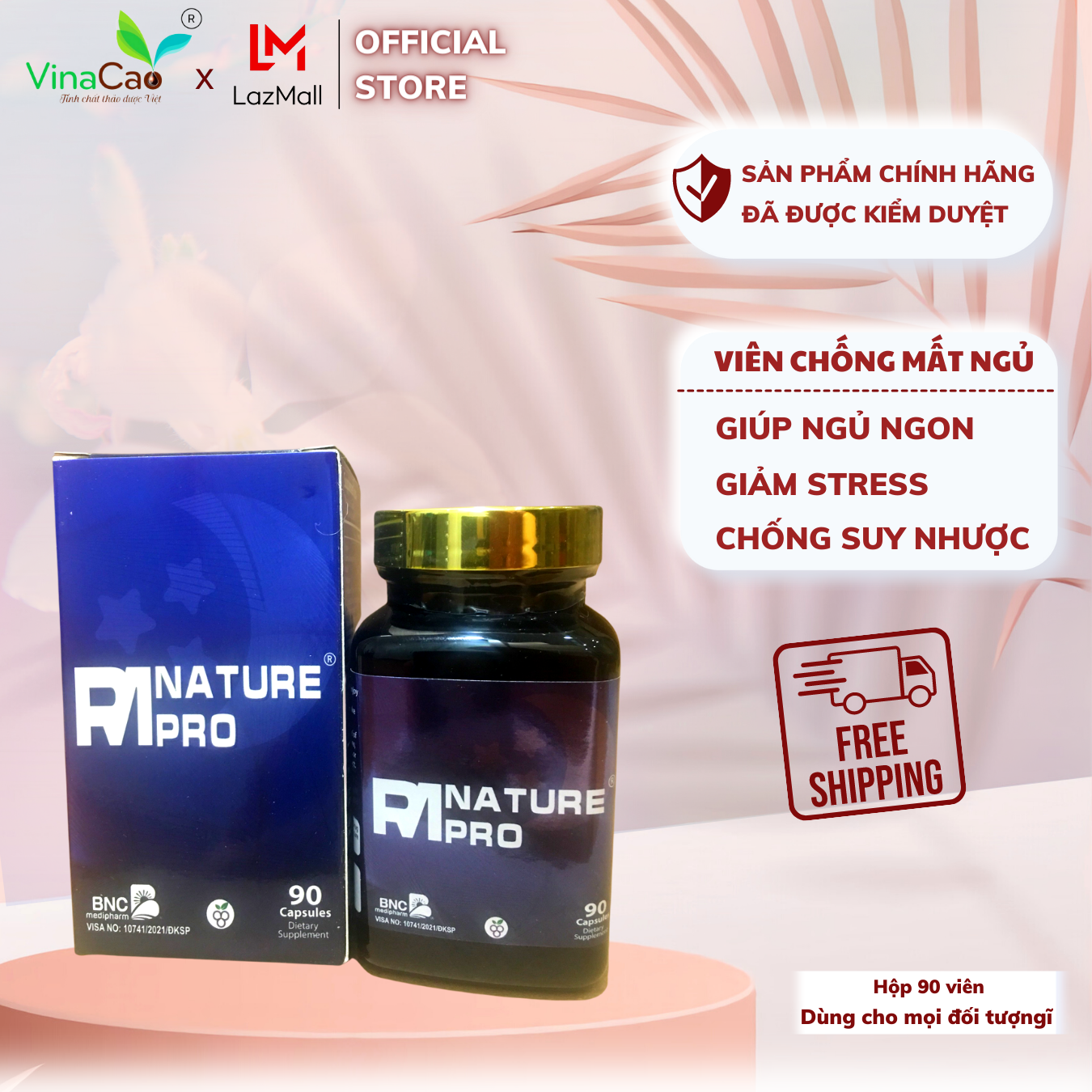 Viên uống PM Nature Pro - Hỗ trợ ngủ ngon giấc, tái tạo giấc ngủ bằng thảo dược _Vinacao_
