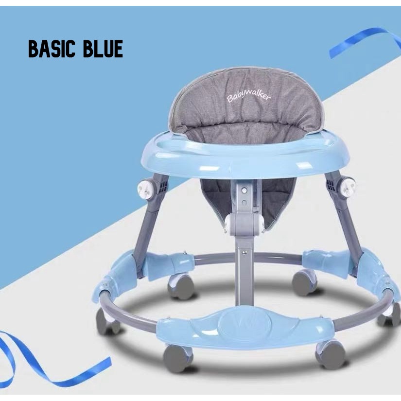 Ready Stock Baby Walker with Music Anti-O-Leg Foldable Portable Folding Adjustable Height Push Walkers Toddler