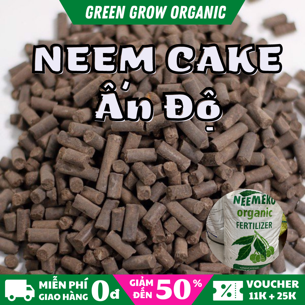 Phân bón hữu cơ Neem Cake phân tan chậm bánh dầu diệt trừ sùng đất cuốn chiếu thối rễ cho hoa Hồng MS149 GREEN GROW