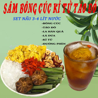 Set trà sâm bông cúc táo đỏ kỉ tử la hán quả ,set  nấu 3-4 lít nước