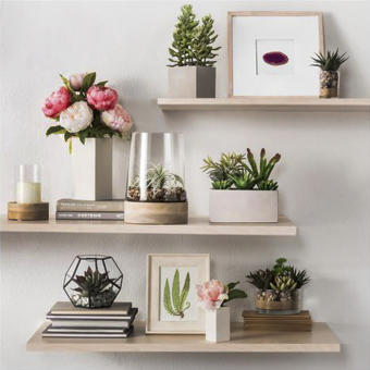 Kệ gỗ treo tường trang trí - Combo 3 kệ gỗ bắt vít âm tường kèm phụ kiện-Màu gỗ