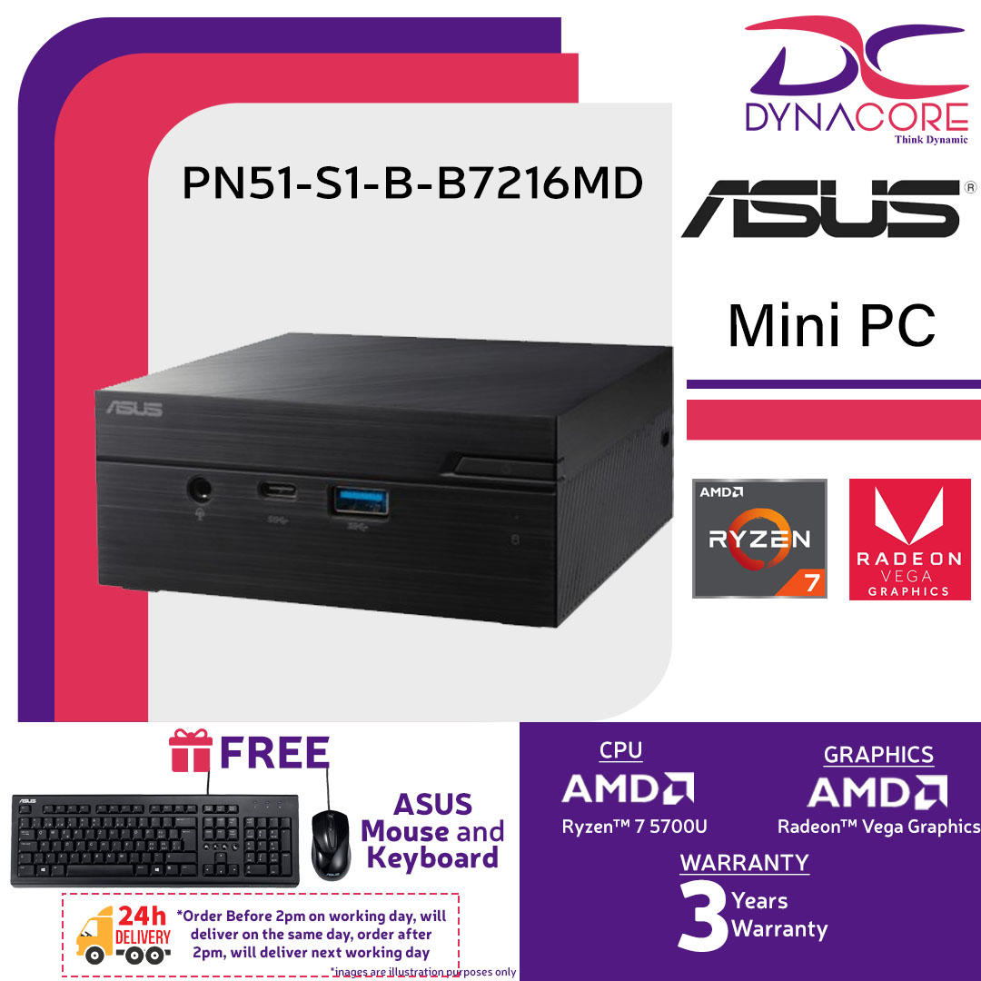 ASUS PN51-S1-B-B7216MD AMD RYZEN 7 5700U/HDMI/DP/WIFI 6 BAREBONE