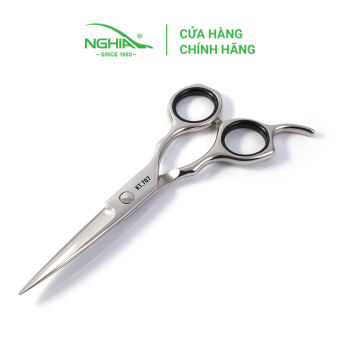 Kéo cắt tóc Kềm Nghĩa thép không gỉ lưỡi ngắn có đệm cao su KT.707