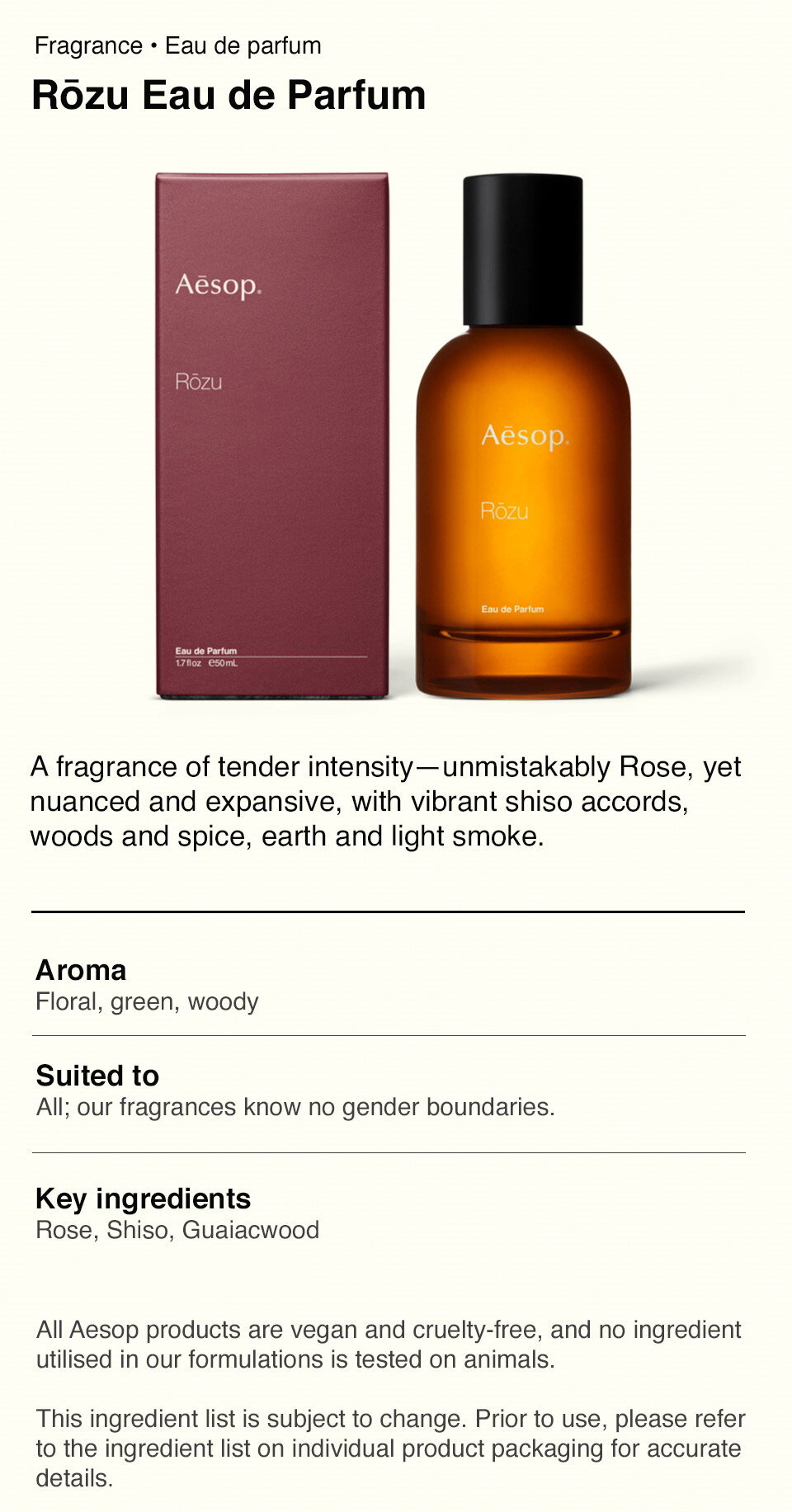 Aesop Rozu Eau de Parfum 50mL | Lazada Singapore