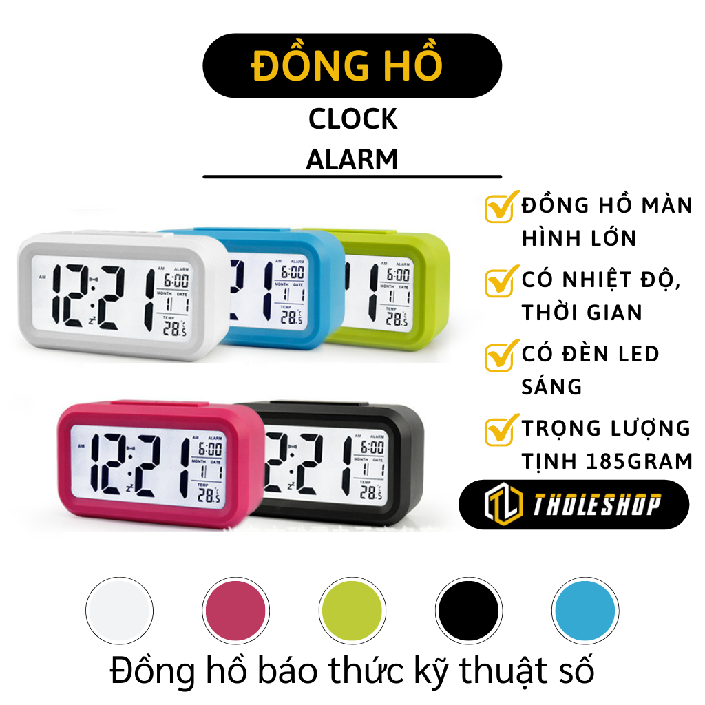 Đồng Hồ Để Bàn - Đồng Hồ Báo Thức Điện Tử Để Bàn - Đồng hồ Màn Hình LCD Đa Chức Năng - Thiết Bị Xem Lịch, Nhiệt Độ Phòng 4255
