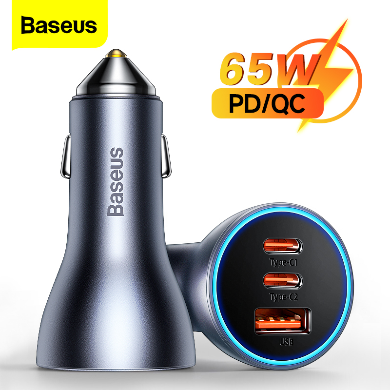 Baseus bộ sạc xe hơi usb 65w bộ sạc nhanh type c qc 4.0 pd 3.0 bộ sạc xe hơi nhanh cho iphone 14 13 xiaomi samsung huawei