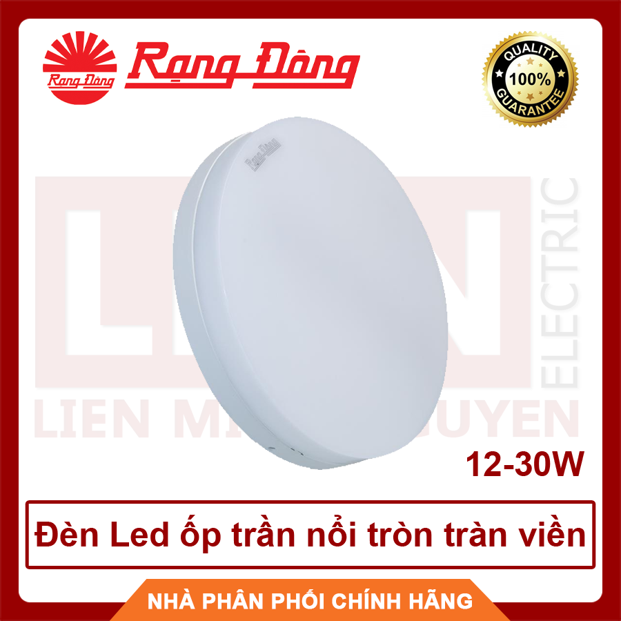 Rạng Đông, BH 2 năm, Đèn Led ốp trần nổi tròn tràn viền 30W, 24W, 18W, 15W, 12W hàng Việt Nam - Chất lượng cao