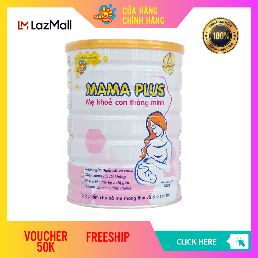 Sữa bột MAMA PLUS cho mẹ bầu Mẹ khỏe con thông minh SunBaby900g SSBMM2022