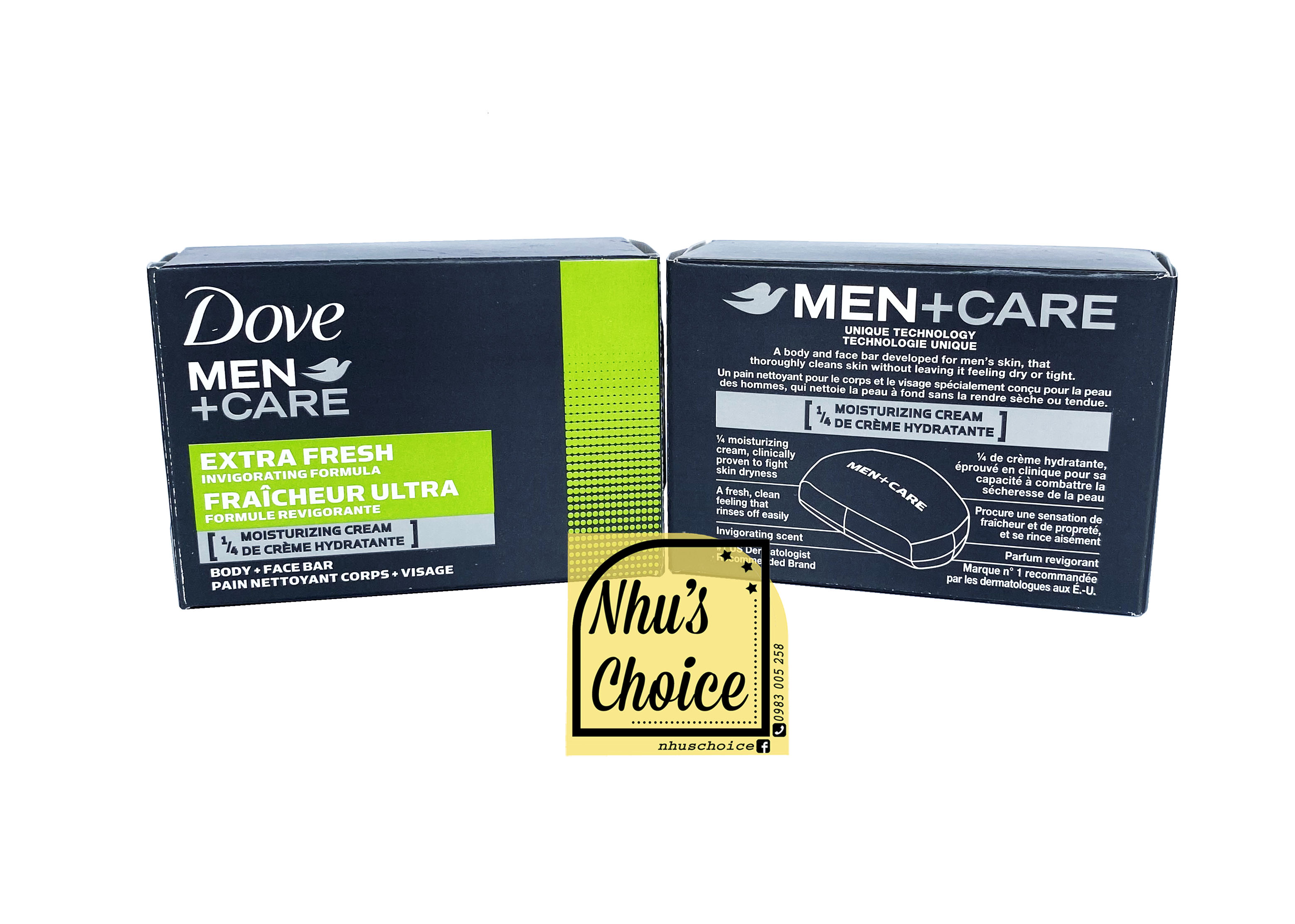 2 Cục - Xà phòng Tắm Body và Mặt cho nam Tươi mát Sản khoái Dove Men+Care Body and Face Bar Extra Fresh