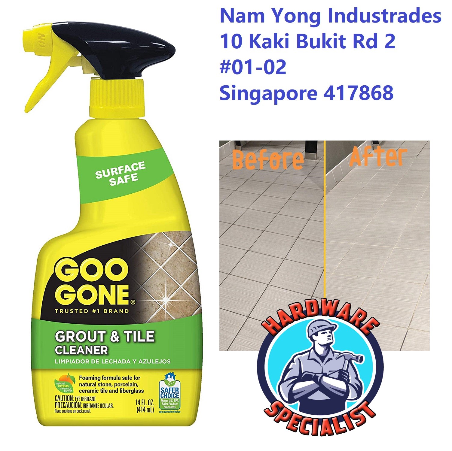 Goo Gone 2054A Grout & Tile Cleaner, Trigger Spray, 28 Oz