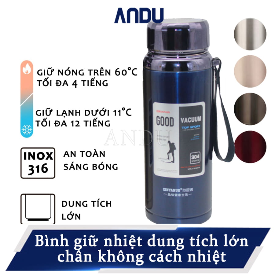 Bình Giữ Nhiệt GOOD VACUUM Dung Tích Lớn, Bình Nước Giữ Nhiệt Chân Không Cách Nhiệt Kèm Bộ Lọc Thể Thao Bằng Thép Không Gỉ